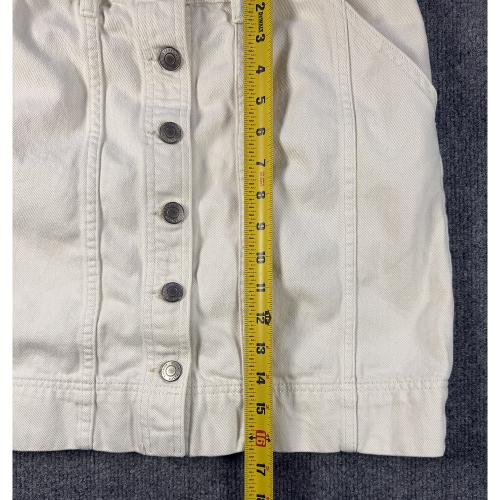 Lauren Ralph Lauren Ivory Denim Skirt Womens 6 Button Front 100% Cotton Midi - Picture 9 of 11
